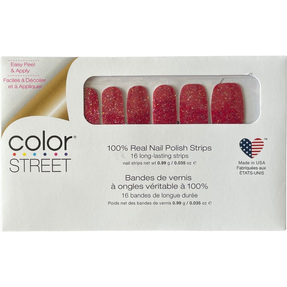 Color Street Chile It Cool Nail Polish Strips Red Glitter FMG185